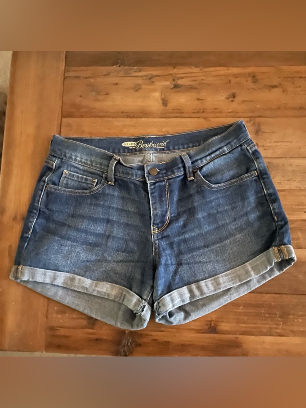 Old Navy Dark Blue Cuffed Denim Boyfriend Shorts
